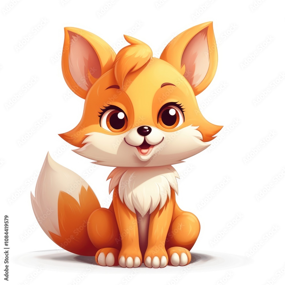 Adorable Cartoon Fox Character with Bright Orange Fur, Playful Expression, and Cute Features Perfect for Children's Illustrations and Educational Materials Adorable Cartoon Fox Character with Bright Orange Fur, Playful Expression, and Cute Features Perfect for Children's Illustrations and Educational Materials