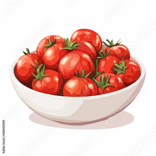 Delicious Tomato Vegetables Dish Vector Illustration Isolated