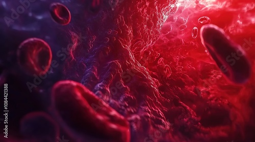 Red Blood cell 3d background vein flow platelet wave cancer medicine artery abstract. Red cell hemoglobin blood donate anemia isolated plasma leukemia donor vascular system anatomy hemophilia vessels  photo