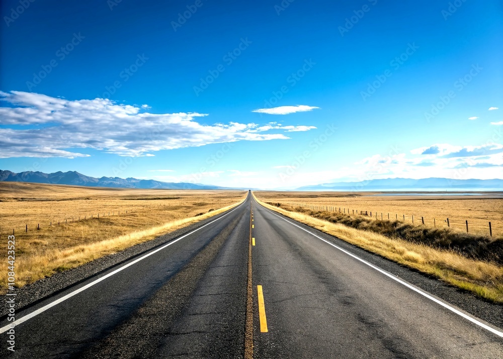 Chilling Perspective of an Empty Highway Captured in Minimalist Style with a Focus on Solitude, Nature, and Open Spaces, Perfect for Evoking a Sense of Freedom and Tranquility Chilling Perspective of an Empty Highway Captured in Minimalist Style with a Focus on Solitude, Nature, and Open Spaces, Perfect for Evoking a Sense of Freedom and Tranquility