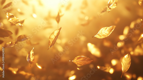 Warm sunlight filtering through golden leaves creating a cozy seasonal background