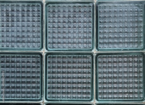 glass square blocks in the wall are a popular element of wall decor in the interior and exterior in the USSR. background. wall decor	