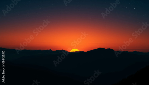 Layered Mountain Ranges: A majestic panorama of mountain ranges, bathed in the ethereal glow of a soft light
