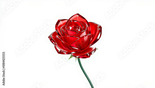Crimson Glass Rose: A captivating close-up of a handcrafted red glass rose, showcasing exquisite detail and vibrant color.