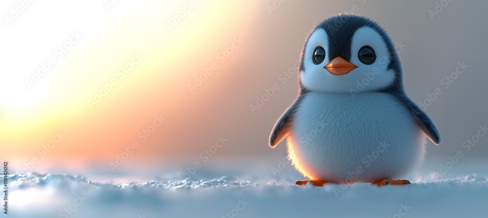 Obraz premium Studio-Lit Penguin Toy on Solid White Background,スタジオ照明で白い背景に映えるペンギンのおもちゃ.Generative AI