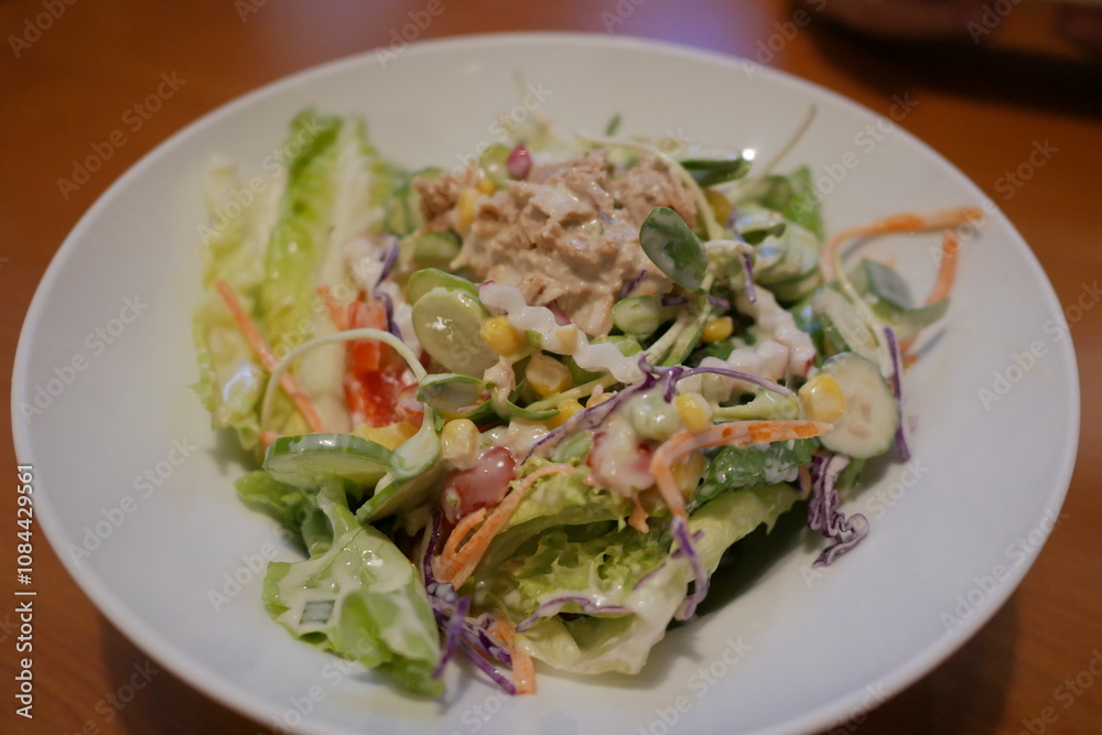 Tasty salad creation restaurant kitchen food photography cozy ambiance close-up perspective nutritional delight Tasty salad creation restaurant kitchen food photography cozy ambiance close-up perspective nutritional delight