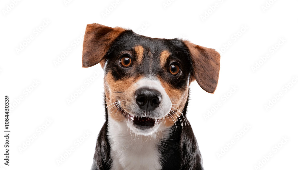Dog showing cute expression or unique pose facing camera isolated Dog showing cute expression or unique pose facing camera isolated