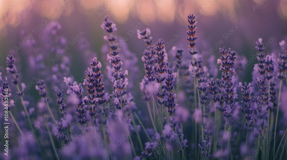 Fototapeta premium Stunning Lavender Field in Sunset Light
