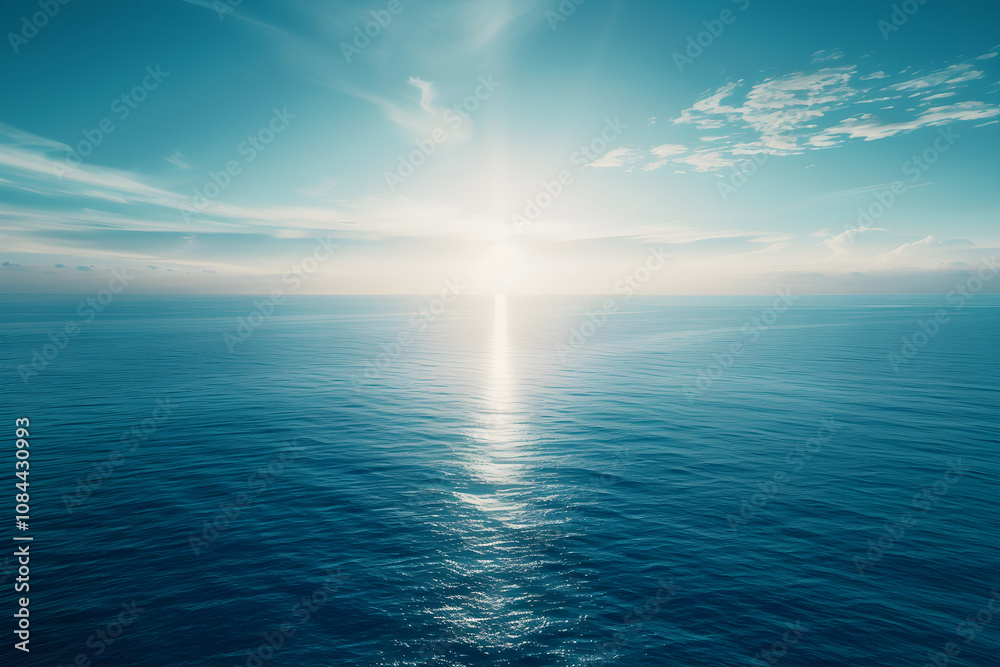 Breathtaking Aerial View of the Ocean Radiating Under the Morning Sun Breathtaking Aerial View of the Ocean Radiating Under the Morning Sun
