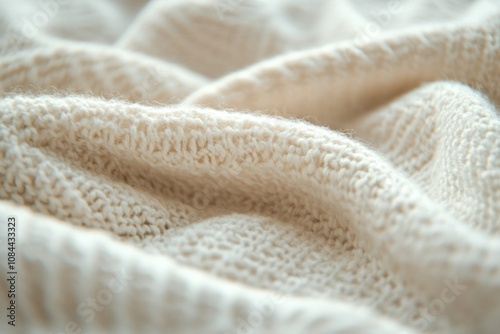 Soft and Cozy Beige Knit Fabric Close-Up photo