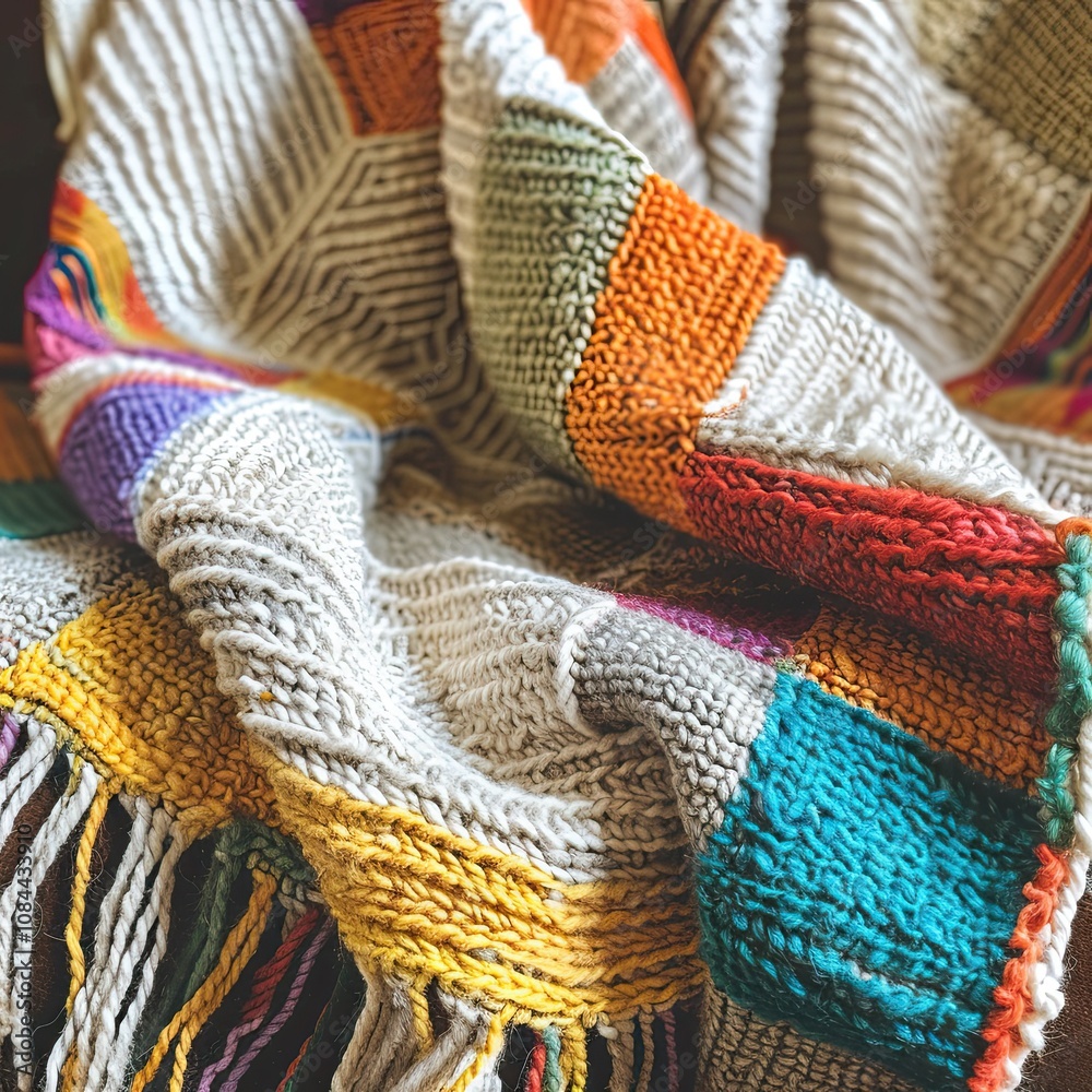 Colorful Knitted Throw Blanket Colorful Knitted Throw Blanket