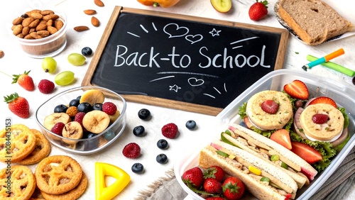 Wallpaper Mural Creative Food Photography Featuring Back to School Text Effect in Editable Marker Doodle Style with Delicious Snacks and School Supplies Torontodigital.ca