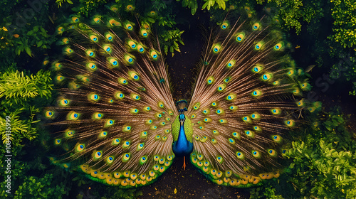 Peacock feather macro photography, a colorful nature's masterpiece, perfect for design and decoration photo