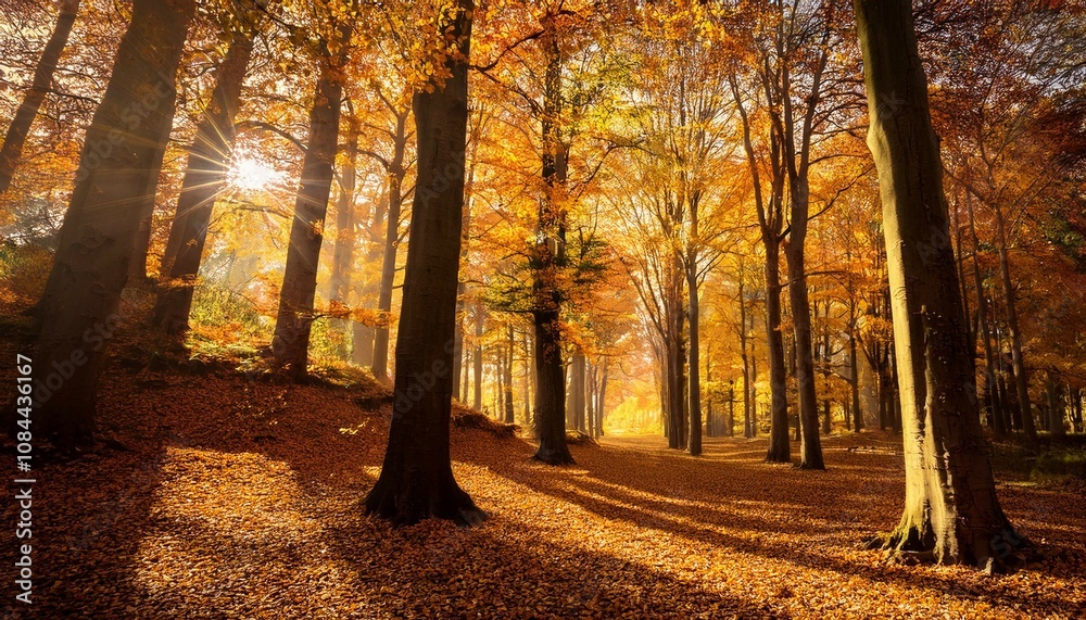 Fototapeta premium autumn forest in the morning