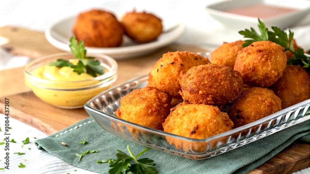Deliciously Golden Fried Hush Puppies on a Clear Background Perfect for Culinary Dishes and Southern Cuisine Stock Photos Deliciously Golden Fried Hush Puppies on a Clear Background Perfect for Culinary Dishes and Southern Cuisine Stock Photos