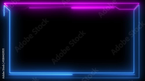 Wallpaper Mural Neon rectangle frame . Neon Modern Line Frame Decoration, Colorful neon presentation frame, technology frame. Torontodigital.ca