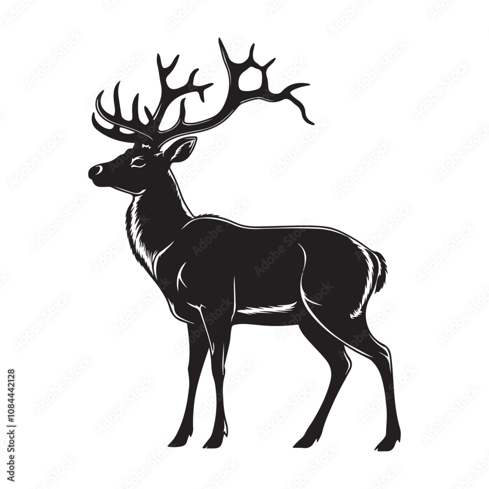 Obraz premium Deer vector silhouette isolated on a white background