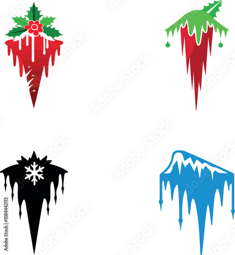 Christmas Icicle Art with Unique Festive Symbols and Colors