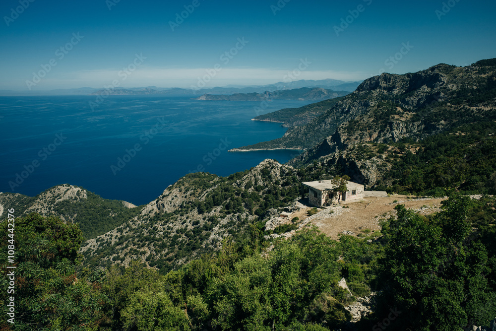 Kabak Bay Drone Photo, Aegean Sea Fethiye, Mugla Turkey. Kabak Bay Drone Photo, Aegean Sea Fethiye, Mugla Turkey.