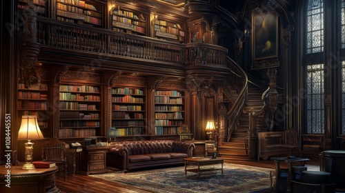 Opulent Grand Library Interior Design