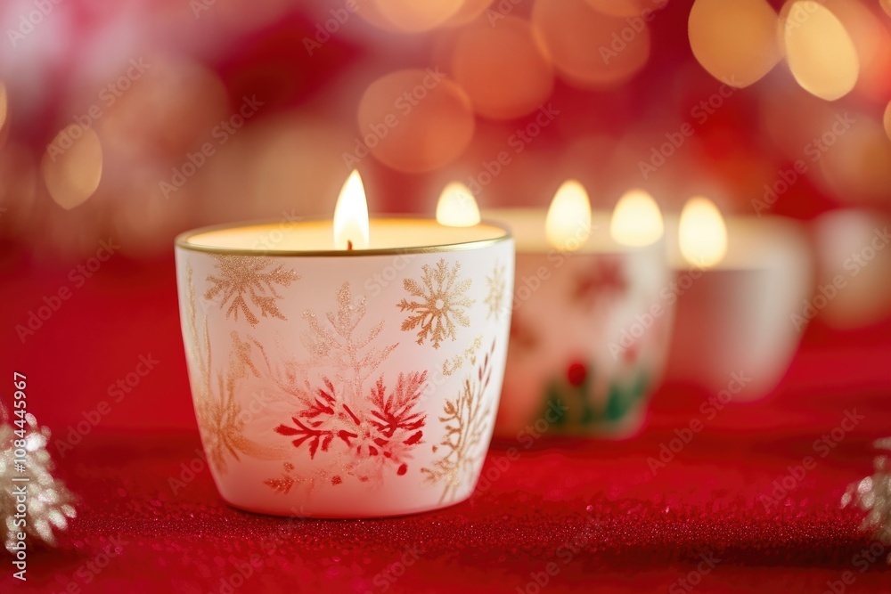 Close View of Burning Christmas Candles Close View of Burning Christmas Candles