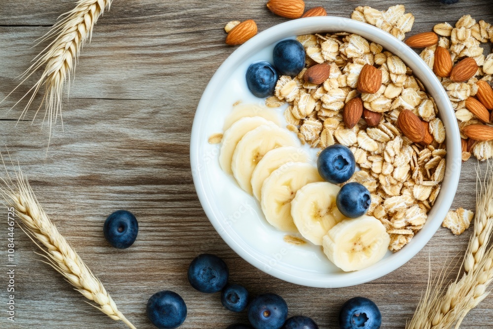 Fototapeta premium Wholesome Muesli with Almonds and Fruit