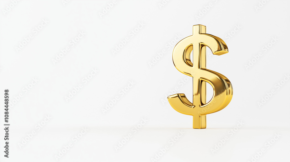 Luminous Gold Dollar Sign: A 3D Render of Financial Success Luminous Gold Dollar Sign: A 3D Render of Financial Success