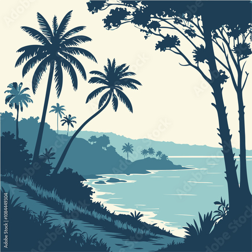 Adobe Illustrator Artwork beach palm tree island tropical sky Background