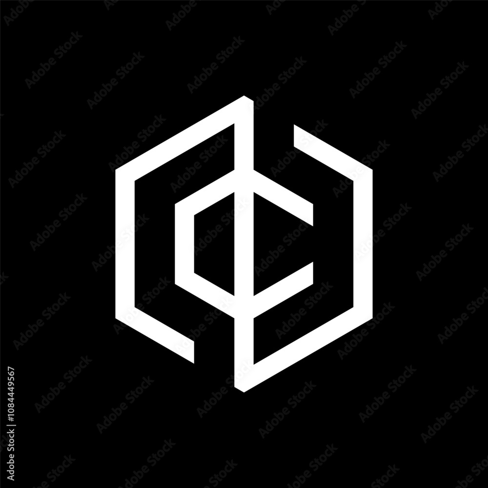Letter NC minimalist hexagon monogram logo Letter NC minimalist hexagon monogram logo