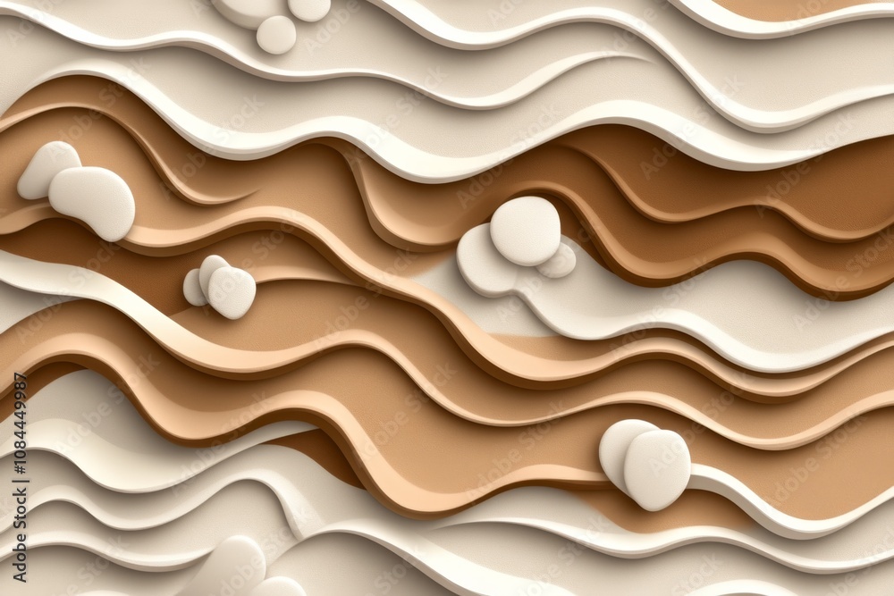 Obraz premium Vector of abstract waves in soft colors, minimalist design with gentle curves