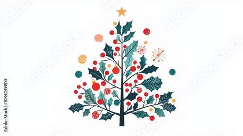 Decorative Christmas tree with ornaments design.