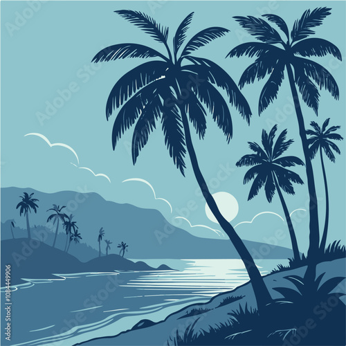 Adobe Illustrator Artwork beach palm tree island tropical sky Background