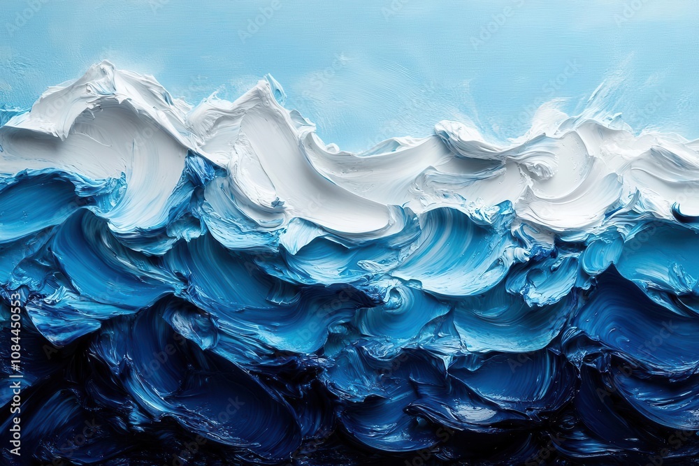 swirling blue and white oil paint, textured strokes creating an abstract representation of the ocean, the vibrant colors merging into a tranquil sea background, evoking a sense of calm swirling blue and white oil paint, textured strokes creating an abstract representation of the ocean, the vibrant colors merging into a tranquil sea background, evoking a sense of calm