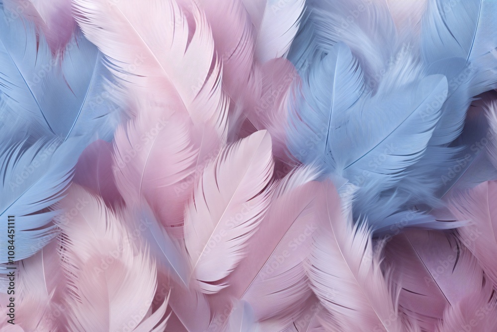 Obraz premium Pastel Feathers Background, pastel color feather abstract background texture, pastel feathers wallpaper, pastel bird feathers pattern, AI Generative