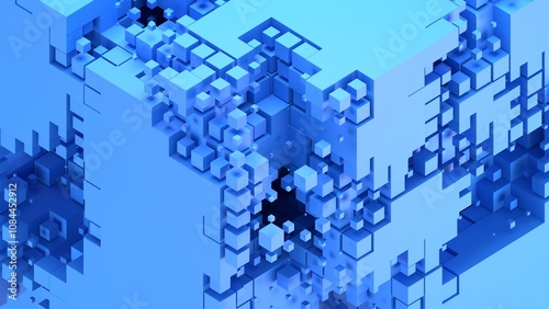 abstract isometric cubes bacground 3d illustration Can be used to represent futuristic geometry, conceptual composition and perspective.