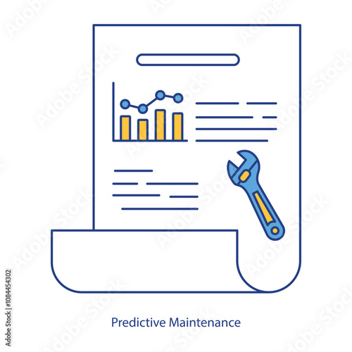 Vector icon for Predictive Diagnostics. Wrench and analytics graph symbolizing advanced repair strategies.