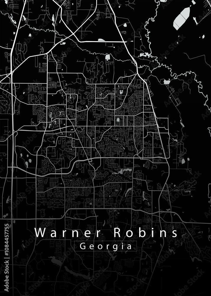 Warner Robins Georgia City Map – Detailed Street Map of Warner Robins for Georgia Tourism, City Planning, and USA Design Projects