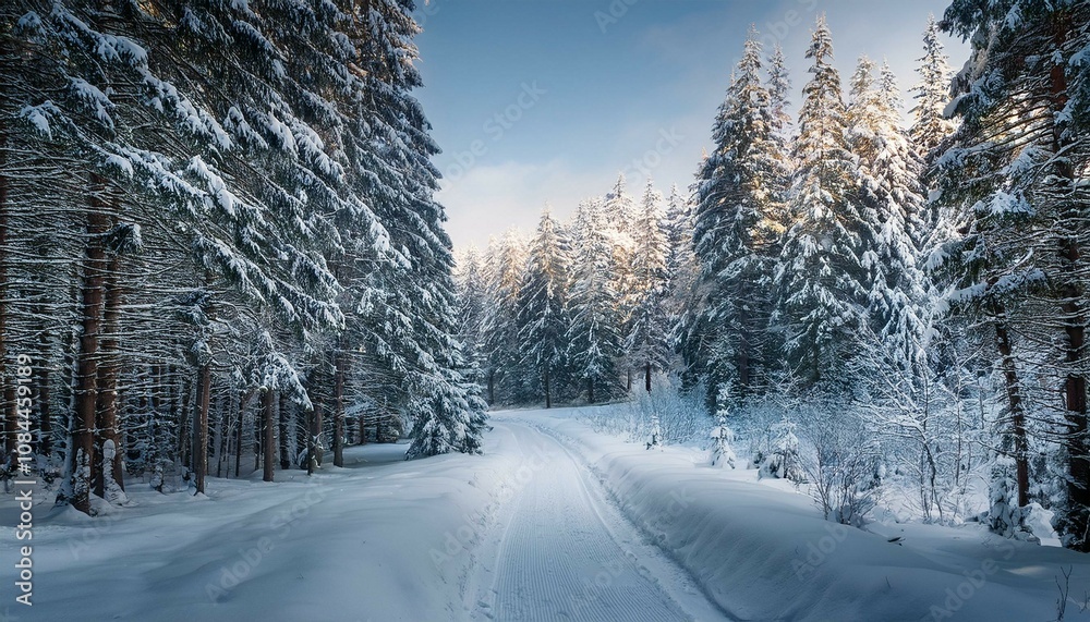 Obraz premium winter road in the forest