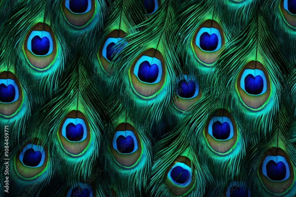 Obraz premium Peacock feather wallpaper, peacock feather background, peacock feather pattern