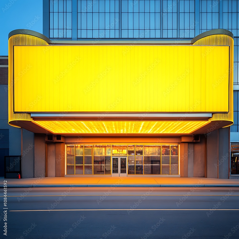 Naklejka premium Billboard in front of cinema, entertainment concept.