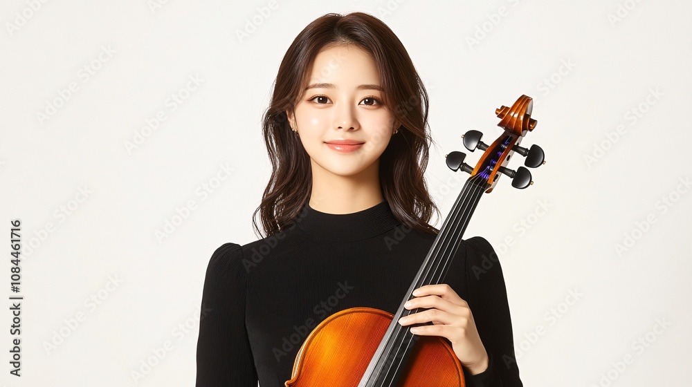 Professional headshot of a young Asian female musician, warm smile, modern casual style, clean background, studio quality Professional headshot of a young Asian female musician, warm smile, modern casual style, clean background, studio quality