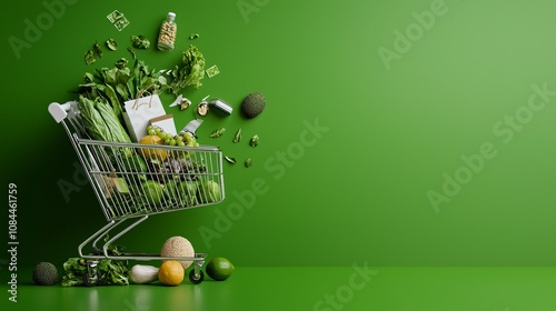 Healthy grocery shopping fresh produce aisle food vibrant green environment eye-level view sustainable living photo