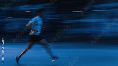 Runner in motion captured with a blur effect, creating a sense of speed and energy, AI