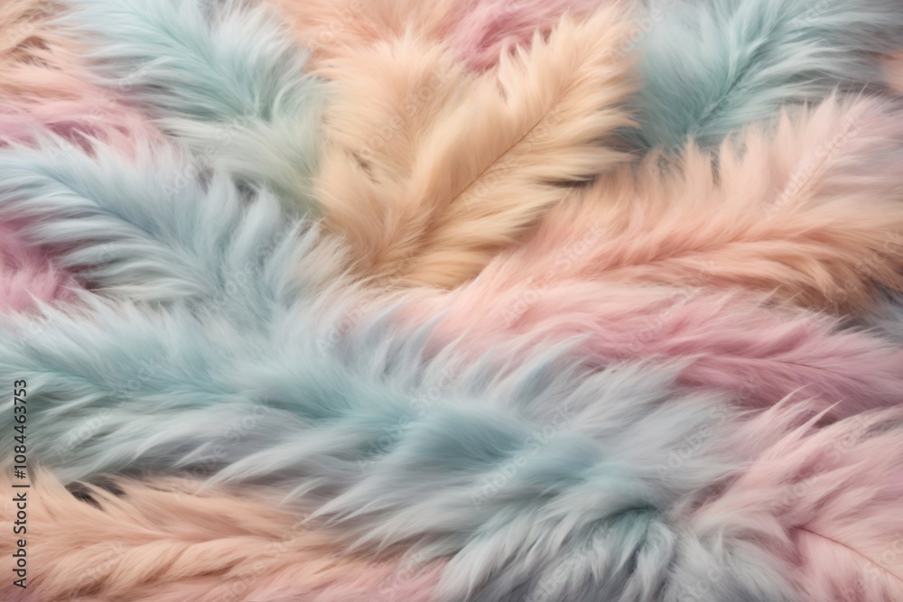 Fototapeta premium Pastel Fur Texture, Pastel Fur Texture Background, Colorful Fur Texture, Fluffy Fur Texture, Fluffy Fur Background, AI Generative