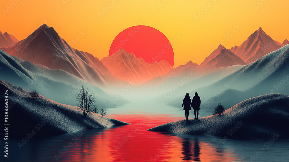 Obraz premium Art and abstraction, natural landscapes in a minimalist style