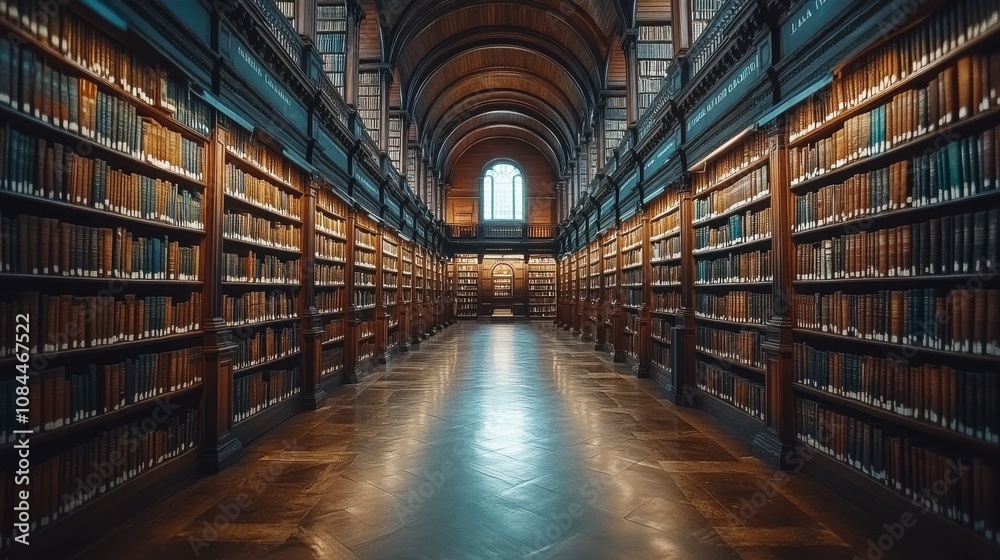 Majestic Library Hallway: A Timeless Architectural Gem