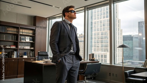 Wallpaper Mural Confident businessman in modern office overlooking city skyline Torontodigital.ca