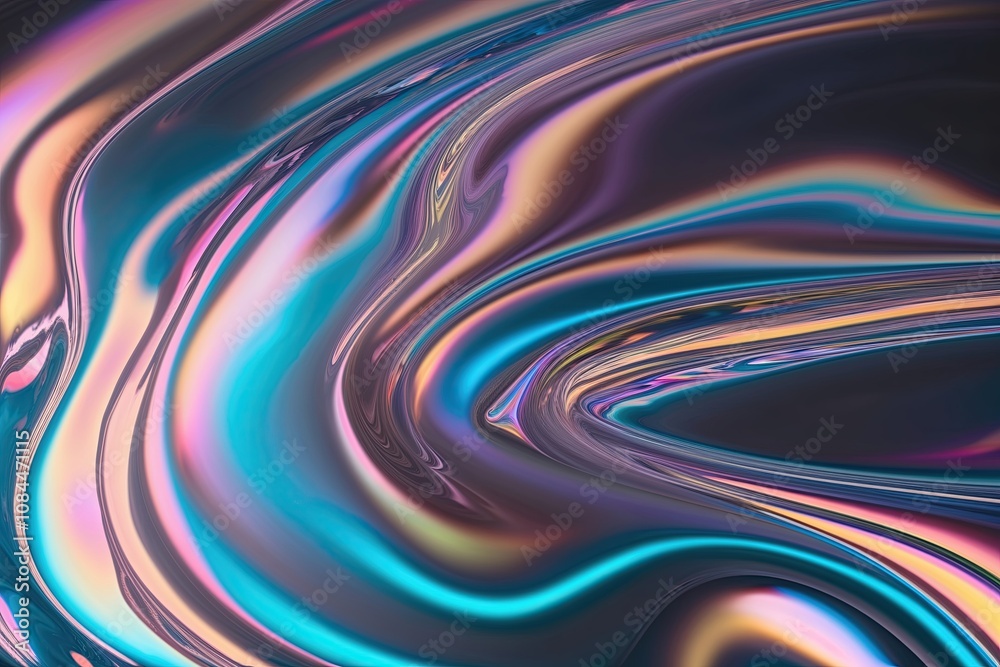 Iridescent Abstract Liquid Currents with Vivid Gradient Flow