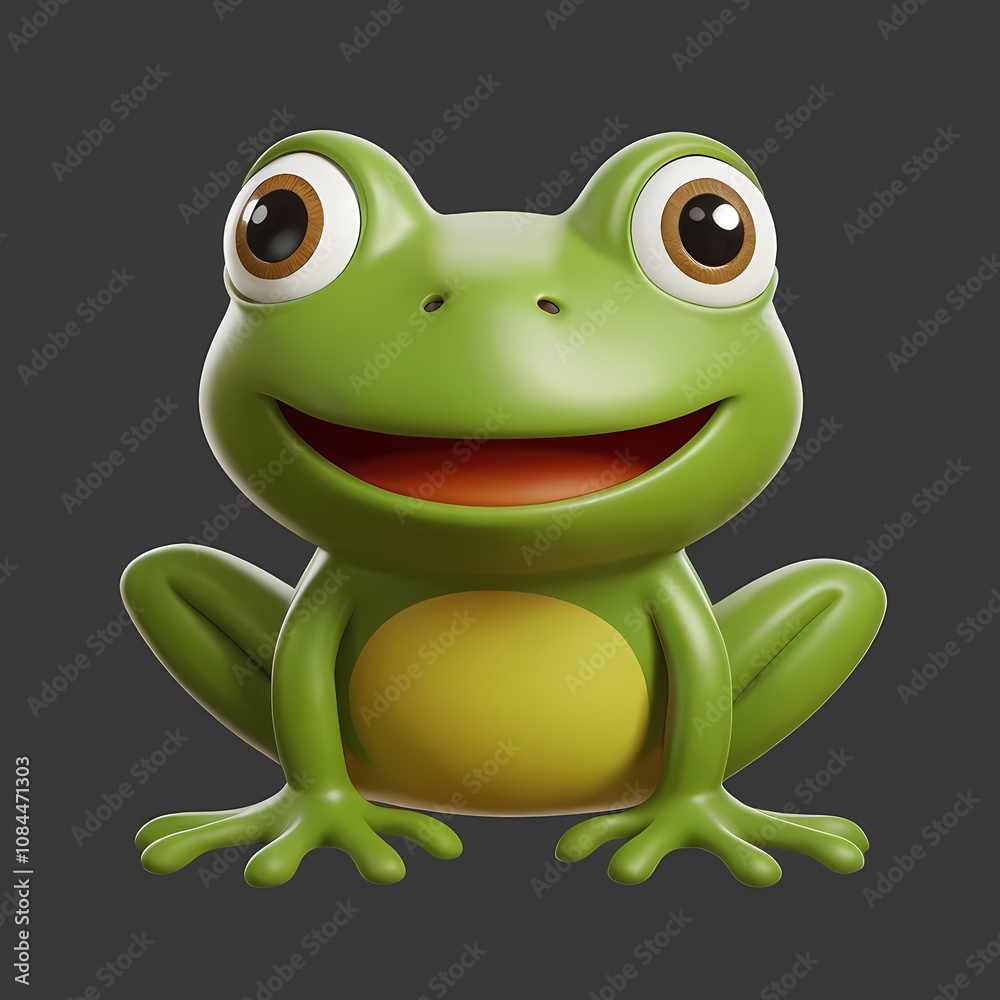 Fototapeta premium a Whimsical 3D style Illustration of a Happy Smiling Frog 