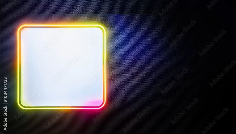 square glowing neon sign on a wall space for text input square glowing neon sign on a wall space for text input